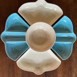 Vintage California Pottery Ceramic Lazy Susan 5 piece Serving Dishes